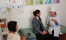 SPRING trainer Cholpon conducting supportive supervision in FMC in Naryn.