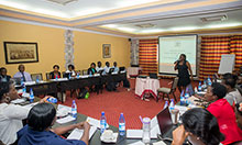 Sarah Ngalombi from the Uganda Ministry of Health speaks at a National Anemia Working Group meeting