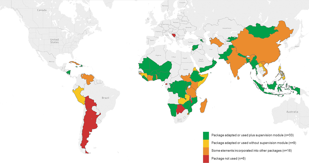 Map showing uptake of UNICEF's generic counselling cards