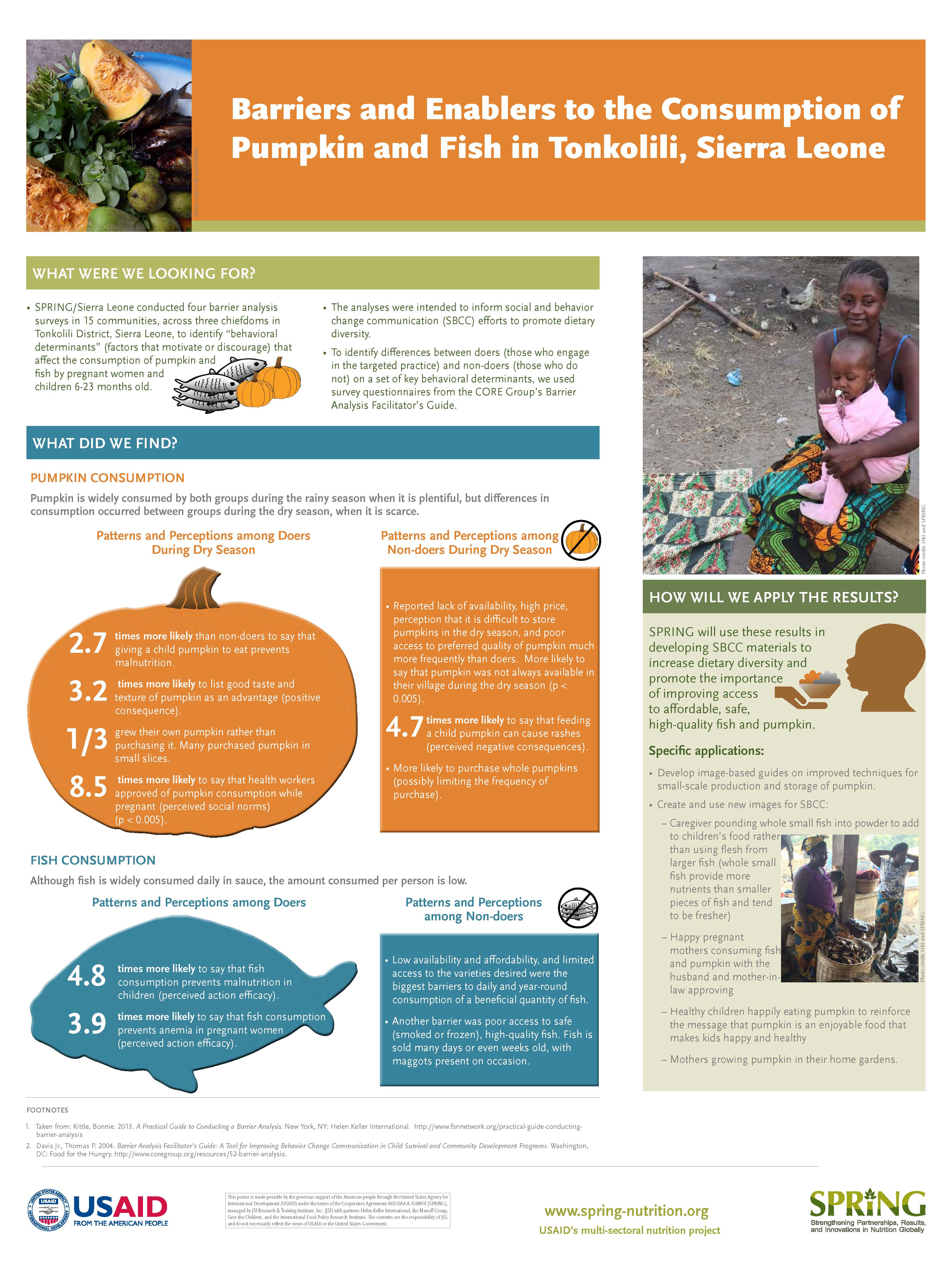 Barriers and Enablers to the Consumption of Pumpkin and Fish in Tonkolili, Sierra Leone