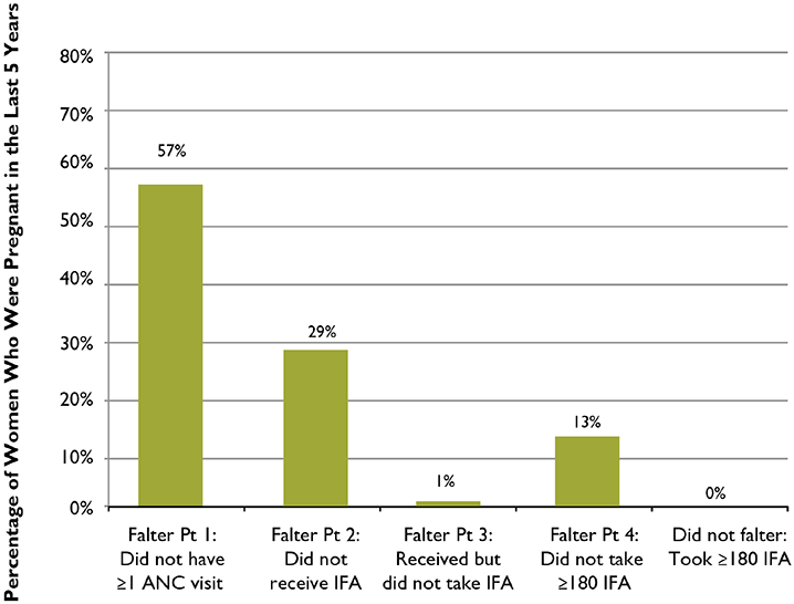 Figure 5. The Relative Importance of Each of the Falter Points in Ethiopia: Why Women Who Were Pregnant in the Last Five Years Failed to Take the Ideal Minimum of 180 IFA Tablets