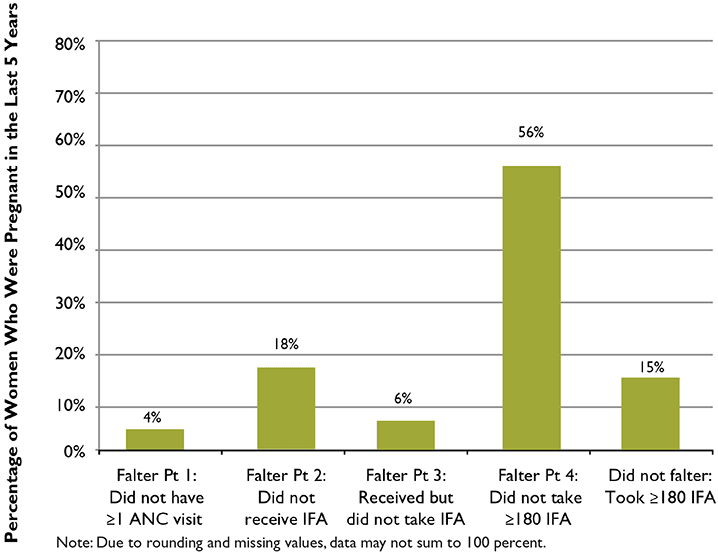 Figure 5. The Relative Importance of Each of the Falter Points in Indonesia: Why Women Who Were Pregnant in the Last Five Years Failed to Take the Ideal Minimum of 180 IFA Tablets