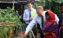 US Ambassador to Bangladesh, Dan Mozena, and USAID Mission Director, Janina Jaruzelski, visited a SPRING farmer field school to learn first-hand about nutrition efforts.