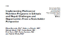Implementing Multisector Nutrition Programs in Ethiopia and Nepal: Challenges and Opportunities From a Stakeholder Perspective Article Thumbnail