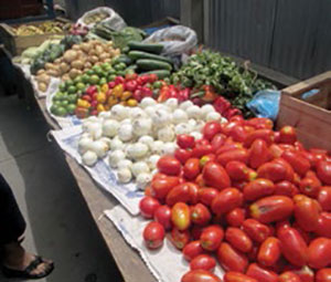 vegetables displayed at market