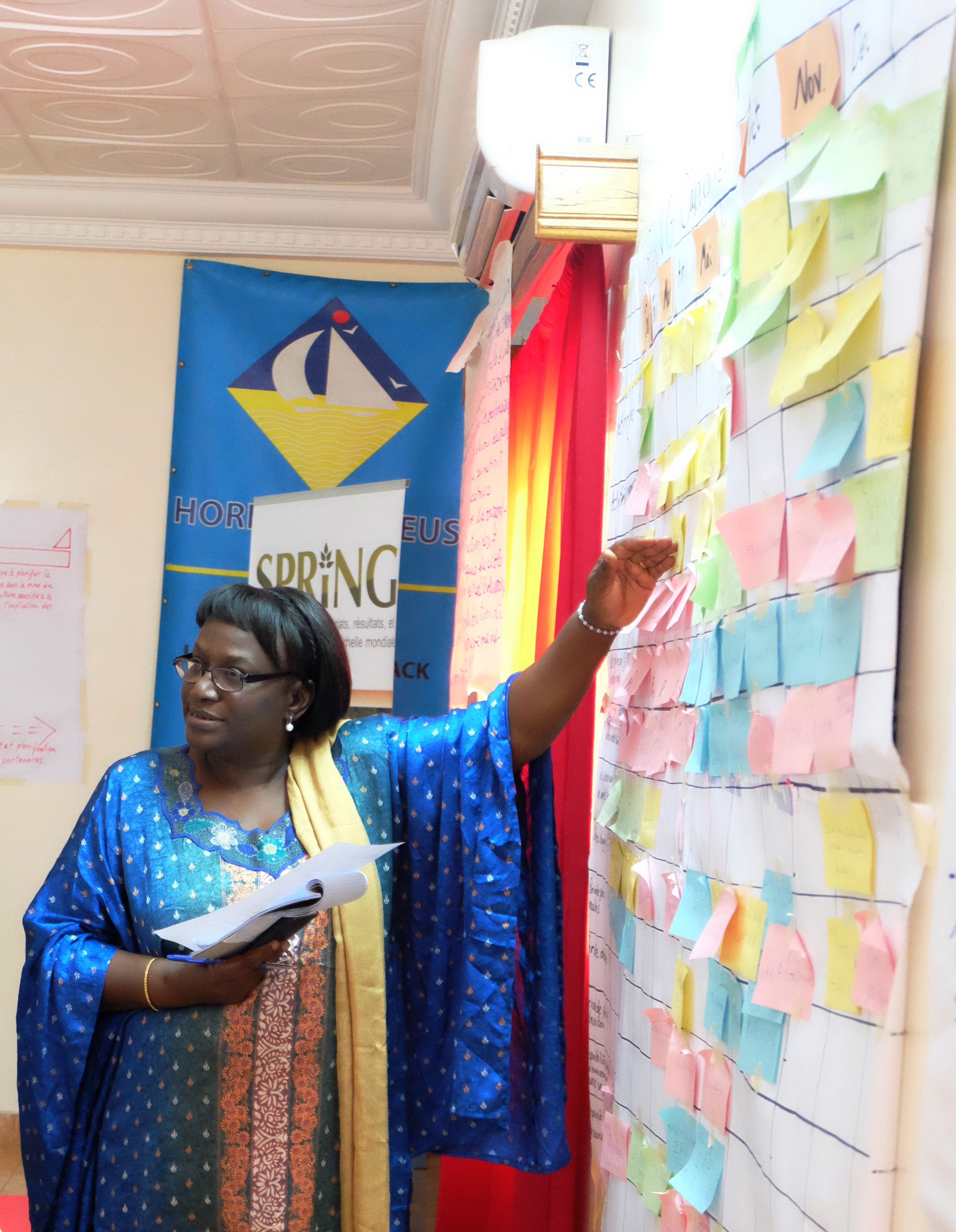 SPRING/Senegal Deputy Chief of Party, Elisabeth Benga-De, presents her group’s seasonal calendar. 
