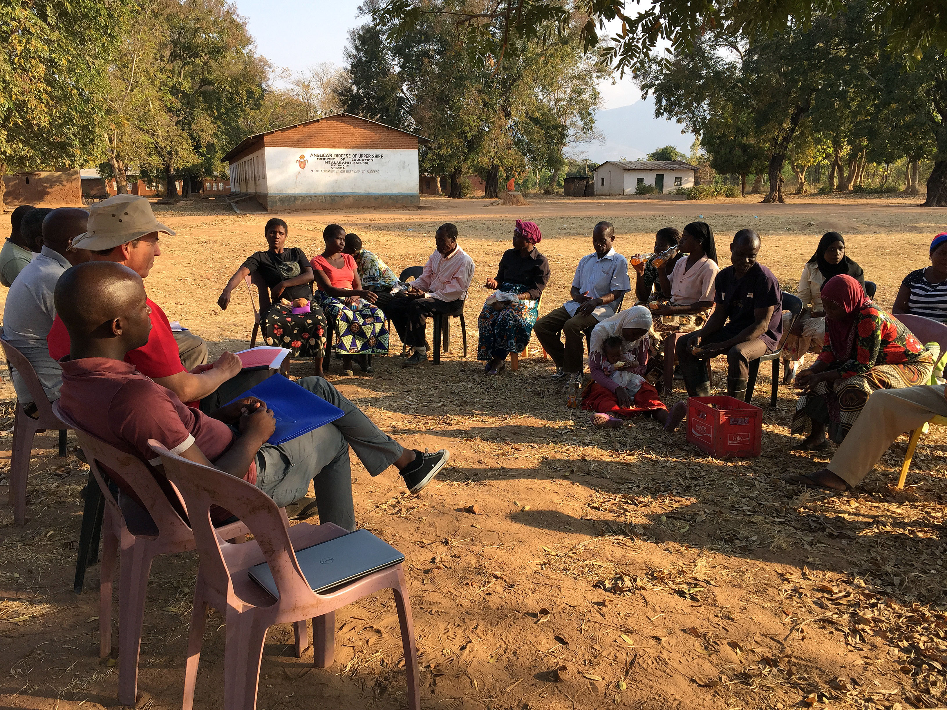 A focus group discussion in Malawi made up of farmers who grow orange-flesh sweet potatoes.