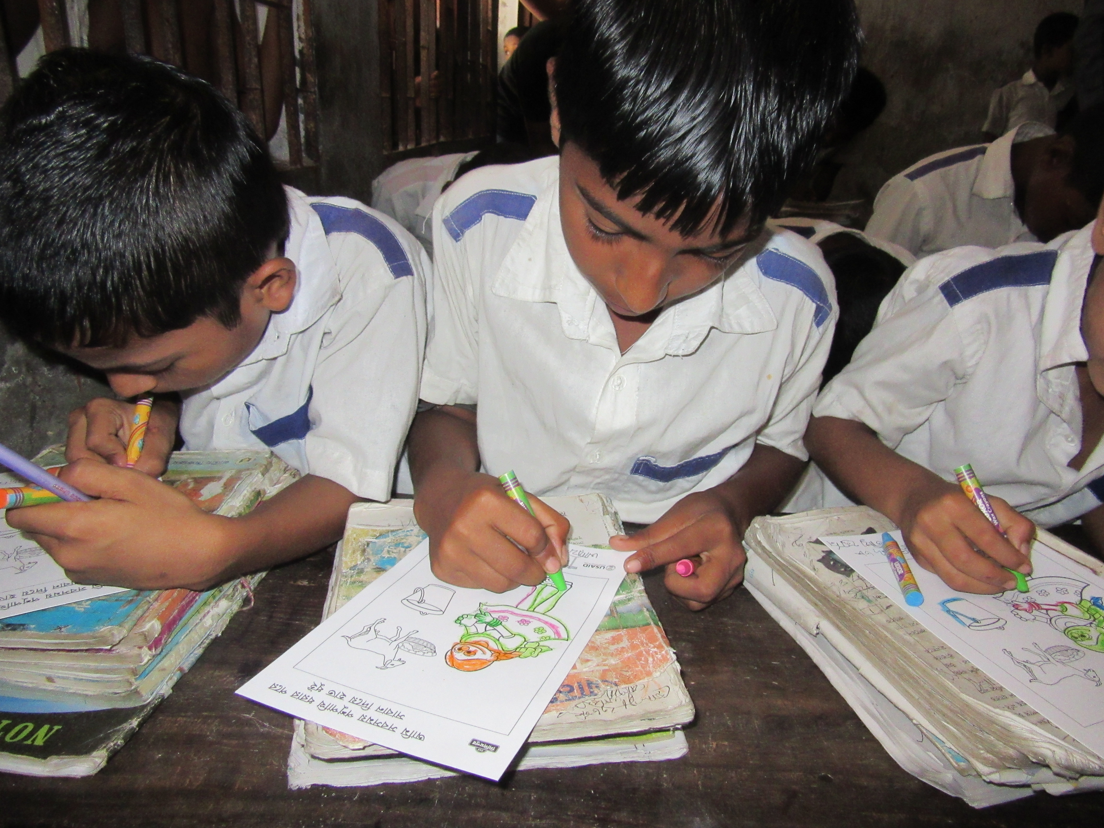 Children coloring for Global Handwashing Day