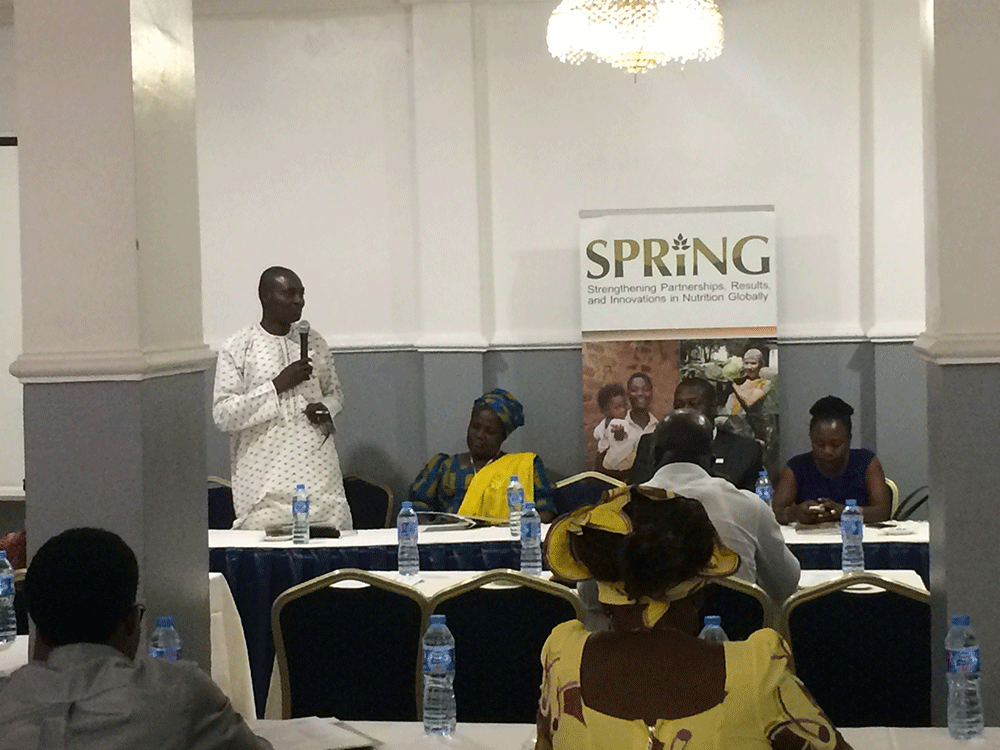 Dominic Elue, an Assistant Director from the Federal Ministry of Health, spoke about SPRING’s legacy and contribution evident through scaling up training of the national infant and young child feeding (IYCF) counselling package  across 16 states. 