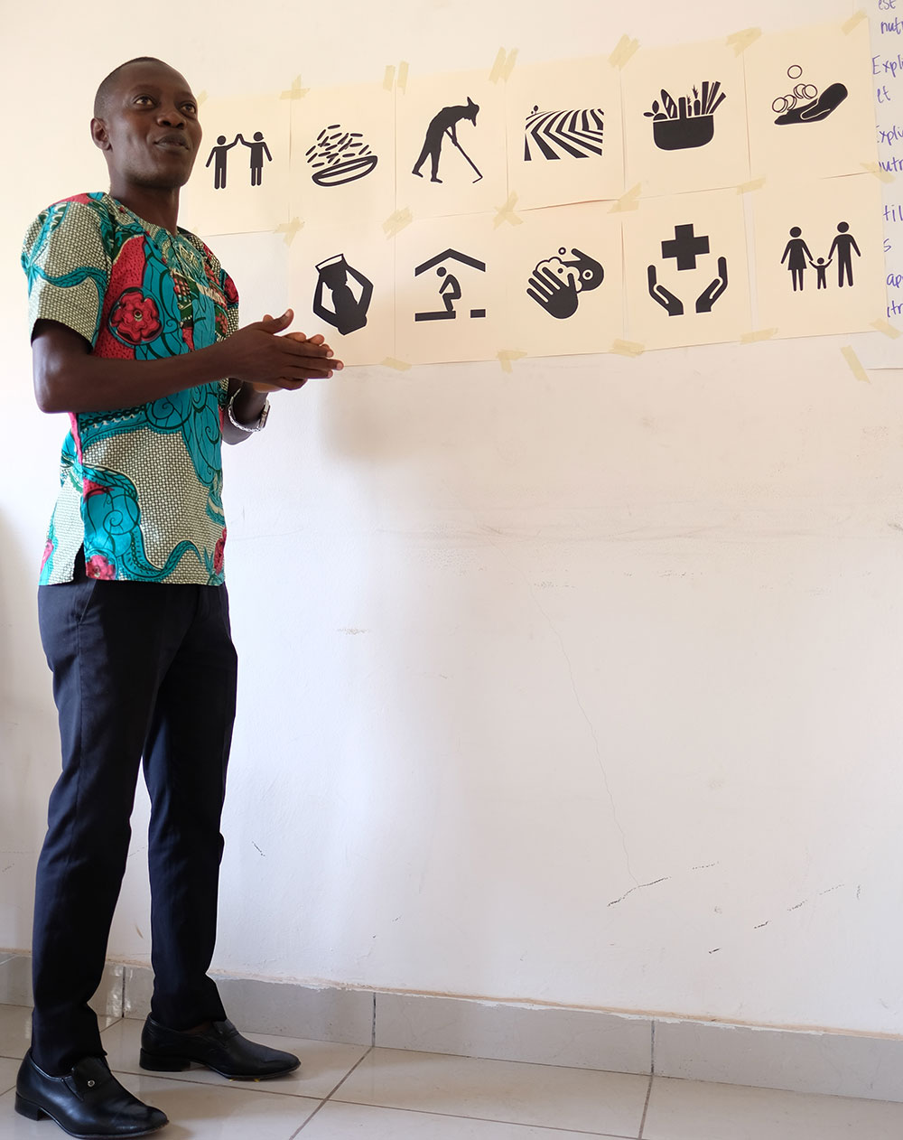 A participant, Millimounda, shares how his group views the connection between agriculture and nutrition.