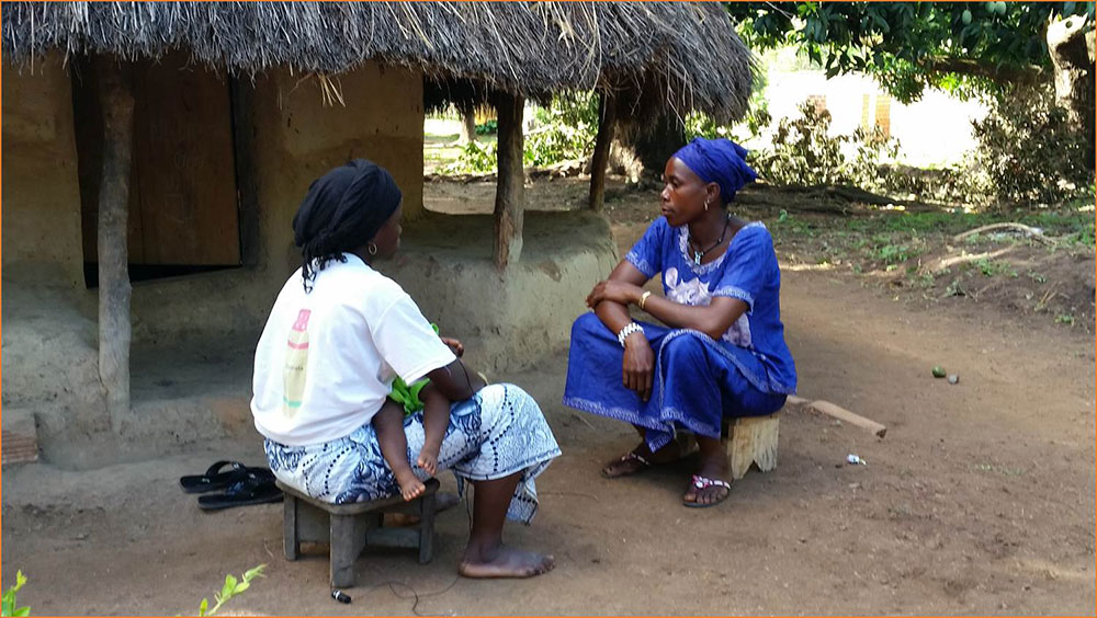 People from the communities were recruited for roles in the videos. Here, a woman is recruited for the handwashing video