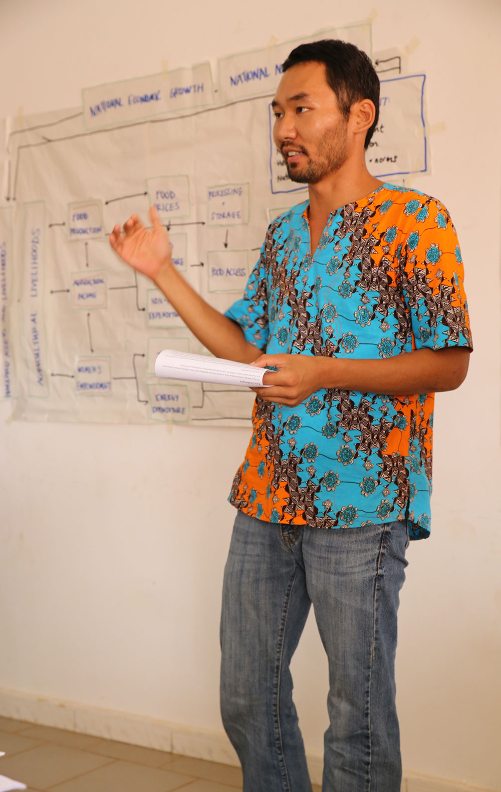 Peace Corps volunteer, Justin, shares his group’s work and connects his group’s section of the nutrition assessment to the agriculture to nutrition pathways.