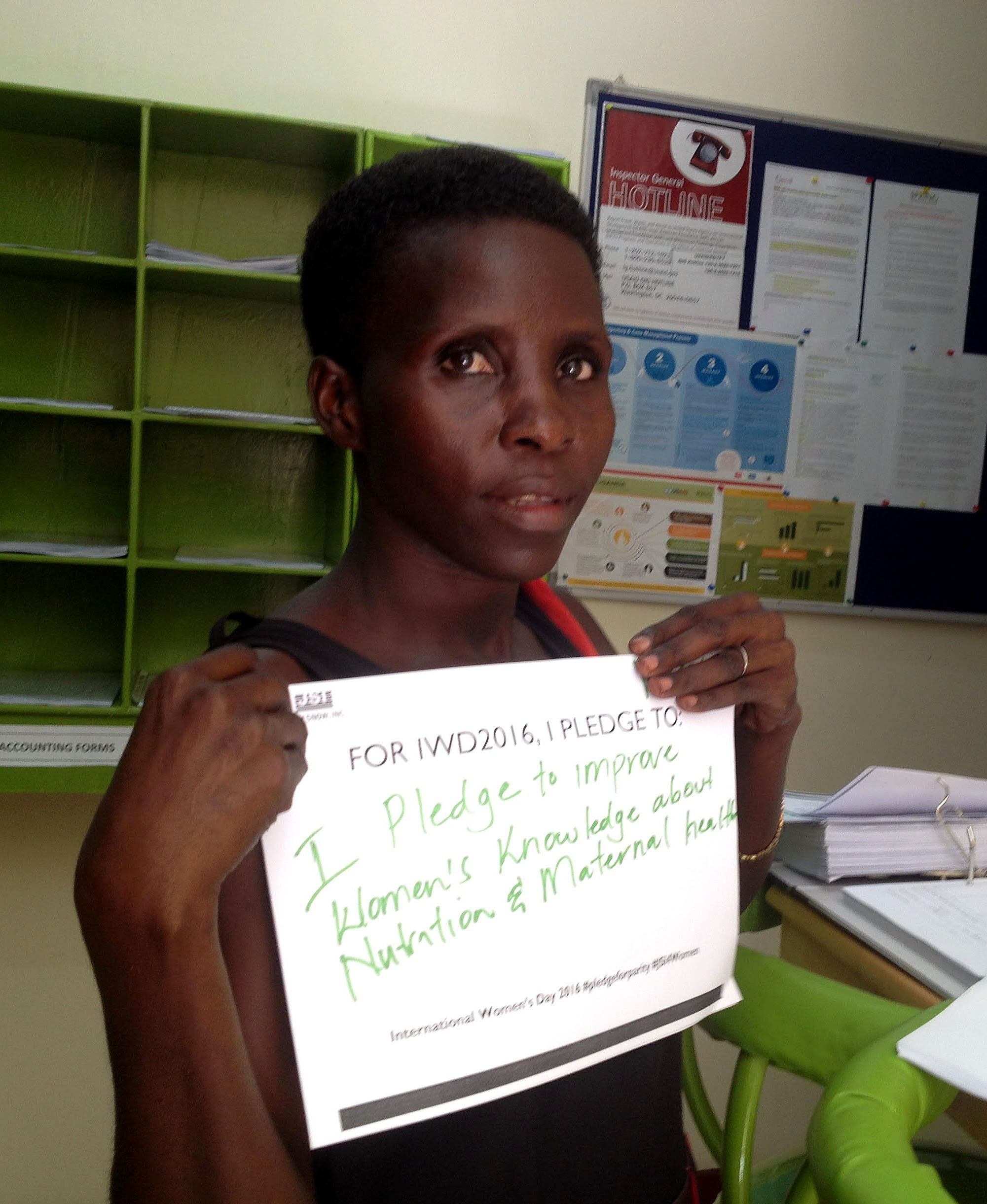 "For IWD ’16, I pledge to improve women’s knowledge about nutrition and maternal health"