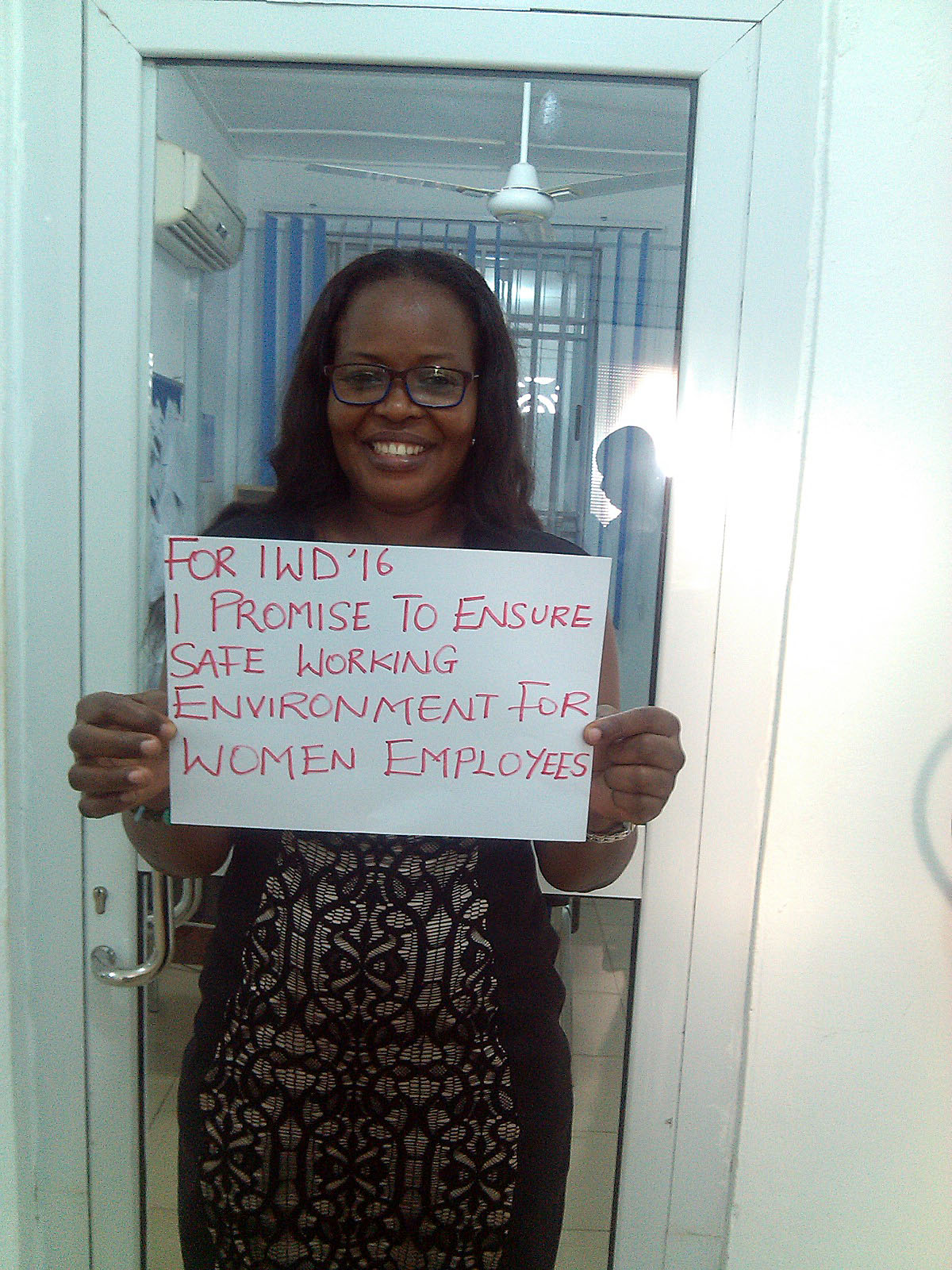 "For IWD ’16, I promise to ensure safe working environment for women employees"