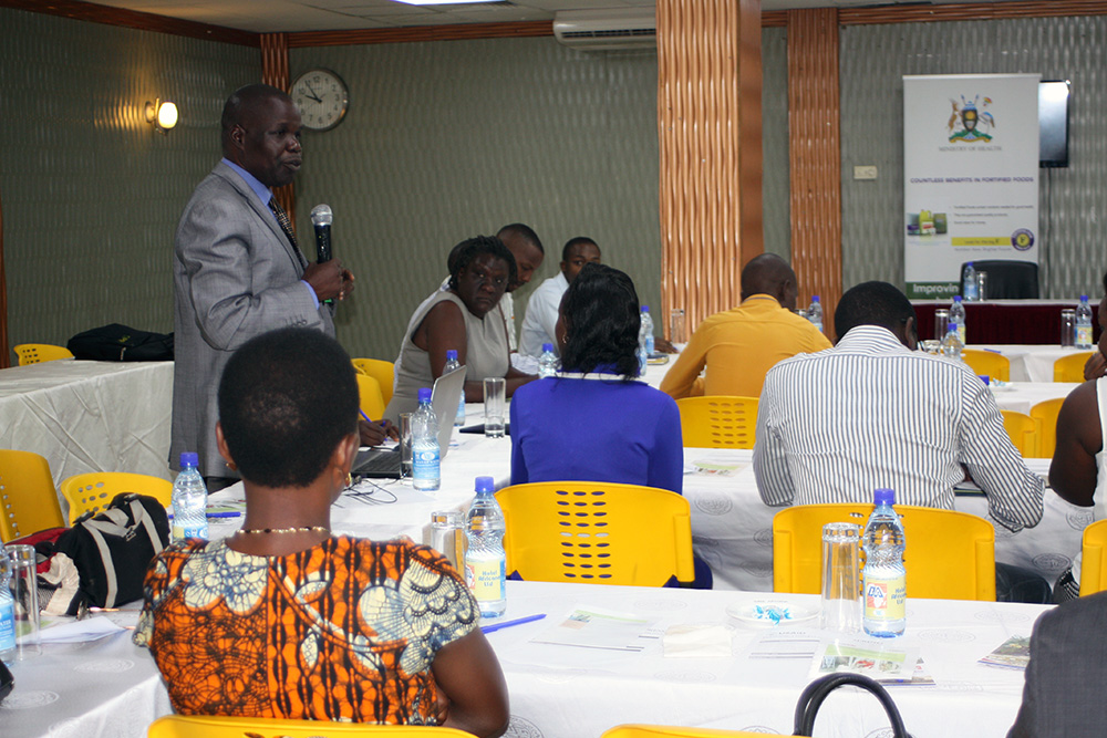 A representative from the millers Gimoro Laker-Ojok discusses the barriers that are preventing millers from starting maize flour fortification.