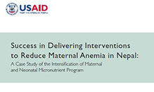 Success in Delivering Interventions to Reduce Maternal Anemia in Nepal