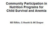 Community Participation in Nutrition Programs for Child Survival and Anemia