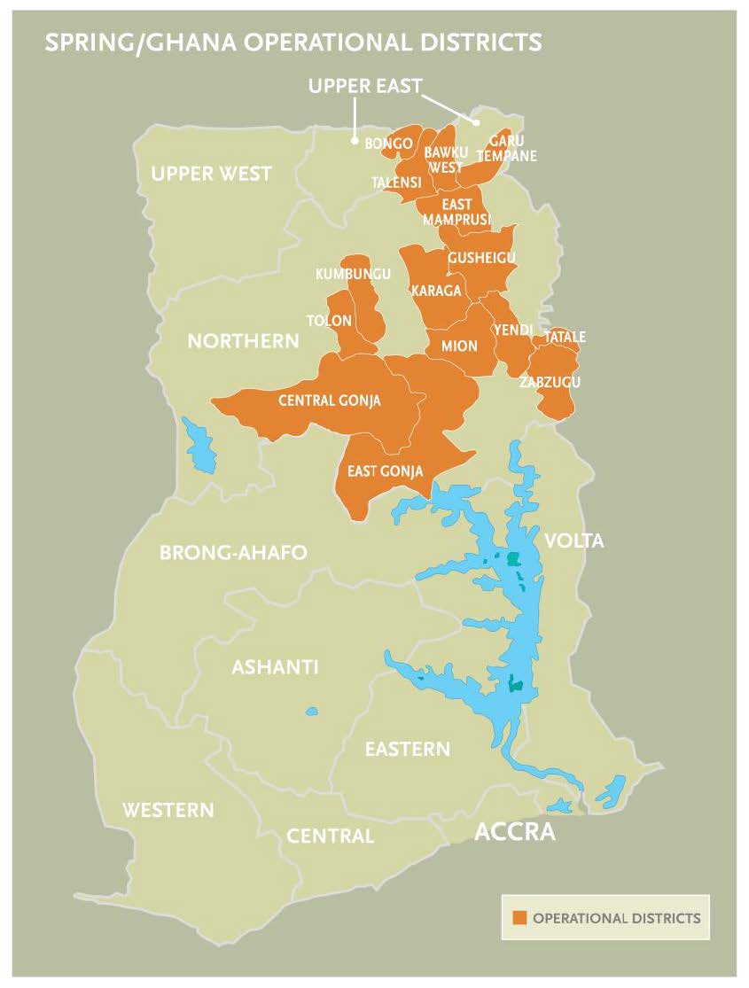 Map of SPRING/Ghana Operational Districts