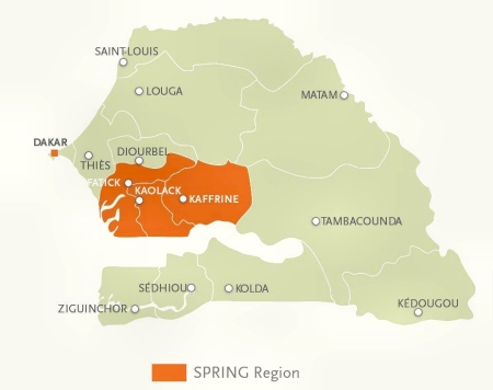 Figure 2. Map of SPRING Target Regions in Senegal