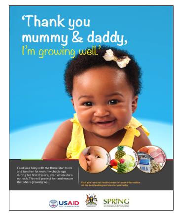 Photo of poster featuring a smiling, healthy young child. Caption: 