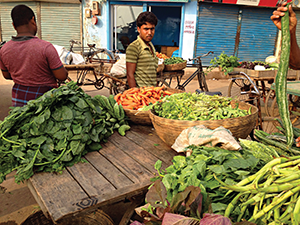 Men with crops at market. Photo courtesy of Agnes Guyon