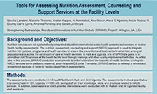 Tools for Assessing Nutrition Assessment, Counseling, and Support Services at the Facility and Community Levels