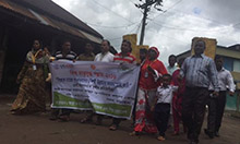 Marching in the street for World Breastfeeding Week 2016